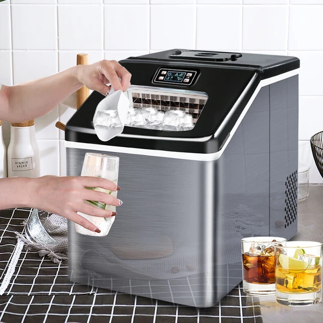 ZB-20B 40kg Ice Maker Commercial Milk Tea Shop Large Ice Cube Make Small  Home Fully Automatic Ice Making Crushed Ice One Machine - AliExpress