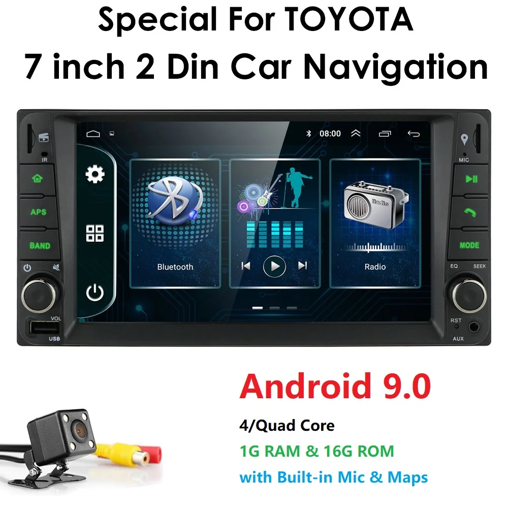 

Android 9 Car Multimedia Player 2 Din 7'' Autoradio GPS Autoradio Bluetooth Audio Stereo FM AUX USB DVR For Toyota Corolla Prado