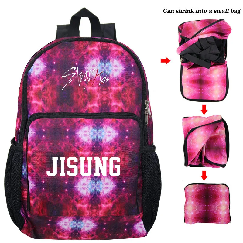 Kpop Stray дети выдвижной рюкзак большой емкости полиэстер Портативный складная дорожная сумка школьный Kpop страй дети звездное небо