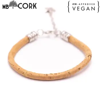 

5MM round natural cork cord Handmade bracelet BR-01-A-10