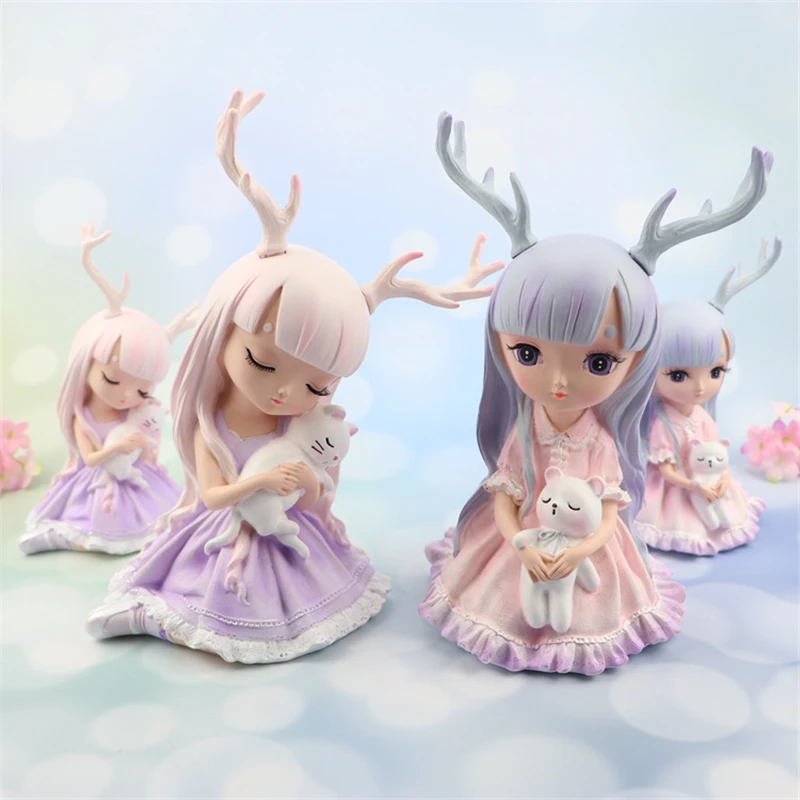 

Nordic Girl Figurines Miniature Girls Bedroom Home Craft Ornament Fairy Garden Decor Decoration Accessories Gift