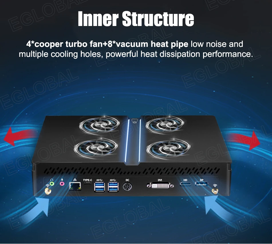 Game Killer Mini PC with Intel Core i9 9900KF/i7 9700KF, Nvidia RTX1660S 6GB, AX200 WiFi, 4K HDMI/DP/DVI – High-Performance Desktop Computer. Description Image.