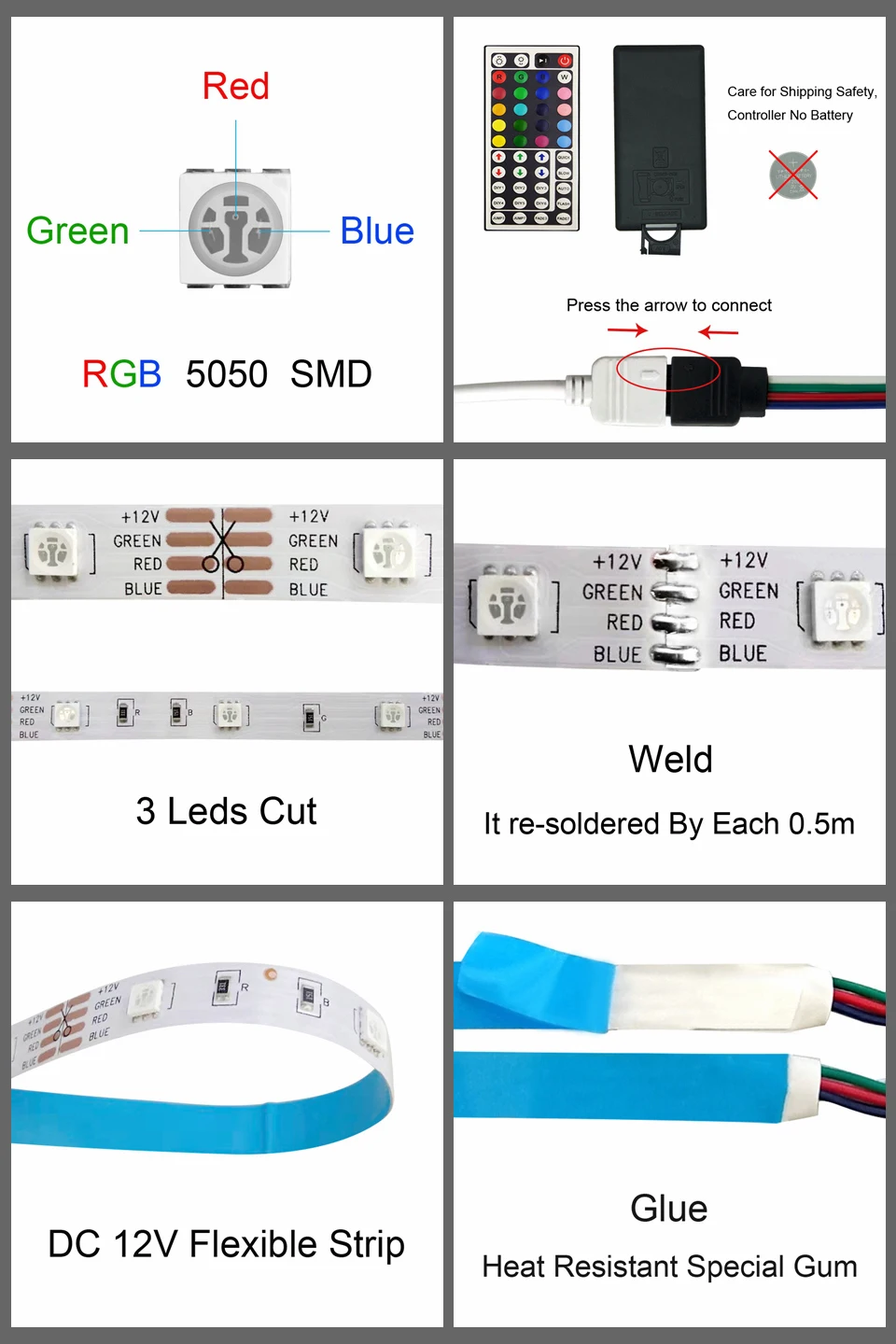 Светодиодная лента 5050 2835 RGB светодиодный светильник полосы Водонепроницаемый 44Key контроллер 12v светодиодный лента Подсветка затемнения Ambi светильник неоновая лампа
