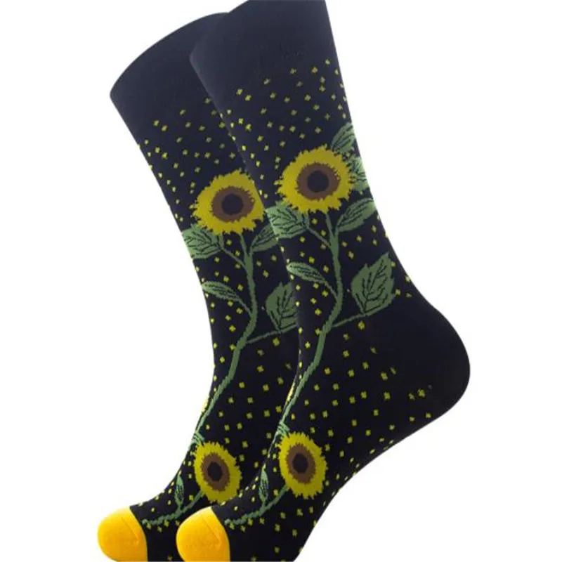 Rats, sunflowers, dark gray cheese, cotton socks for men and women ZQ037