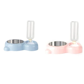 

Pet Stainless Steel Double Bowl Moisture-Proof Mouth Red Panda Bowl Automatic Feeding Drinking and Food Bowl