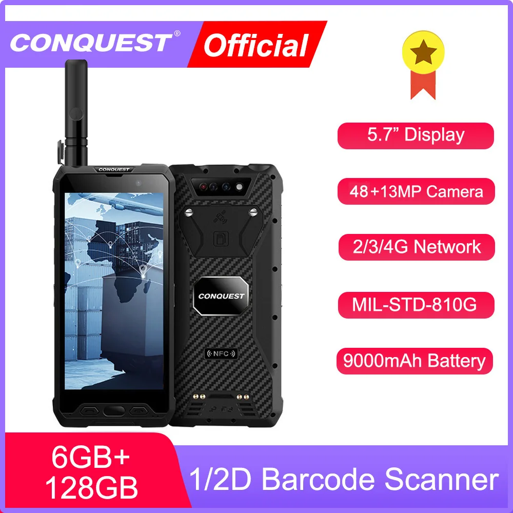 Водонепроницаемый прочный смартфон CONQUEST S18 IP68 мобильный телефон сканер