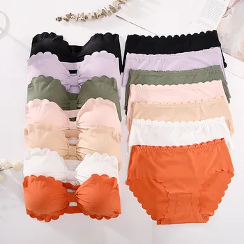 

Sexy Women Bra Panties Set Push Up Sports Bra Set Strapless Seamless Active Bra Fitness Top Women Lingerie Set Underwear