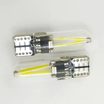 

10pcs W5W LED T10 COB Glass car light Led Filament Light Auto Automobiles Reading Dome Bulb Lamp car styling 12v