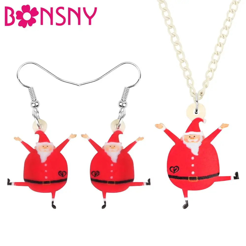 BONSNY Father Christmas Santa earrings Festive jewellery Fun Charm women girls