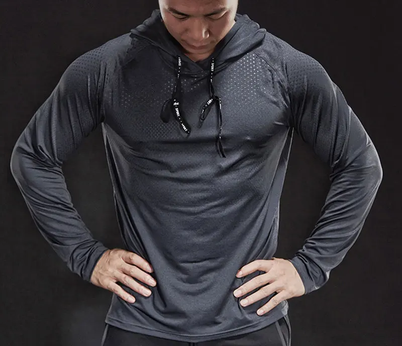 Anti Sweat Long Sleeve Men’s Gym Workout Hoodies Men's Fitness
