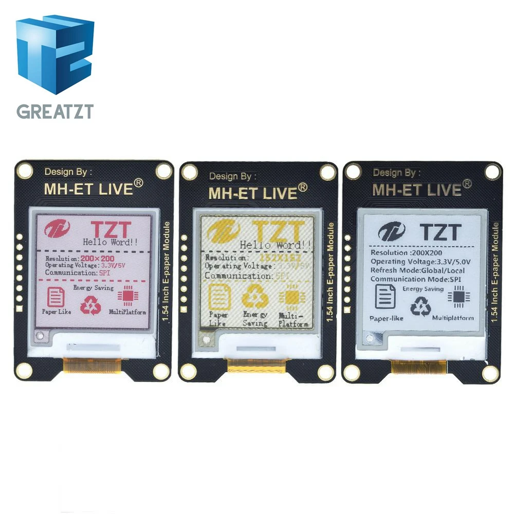 

GREATZT 1.54 Inch Epaper Module E-paper E-Ink EInk Display Screen SPI Support Global/Part For Arduino STM raspberry pi ESP32