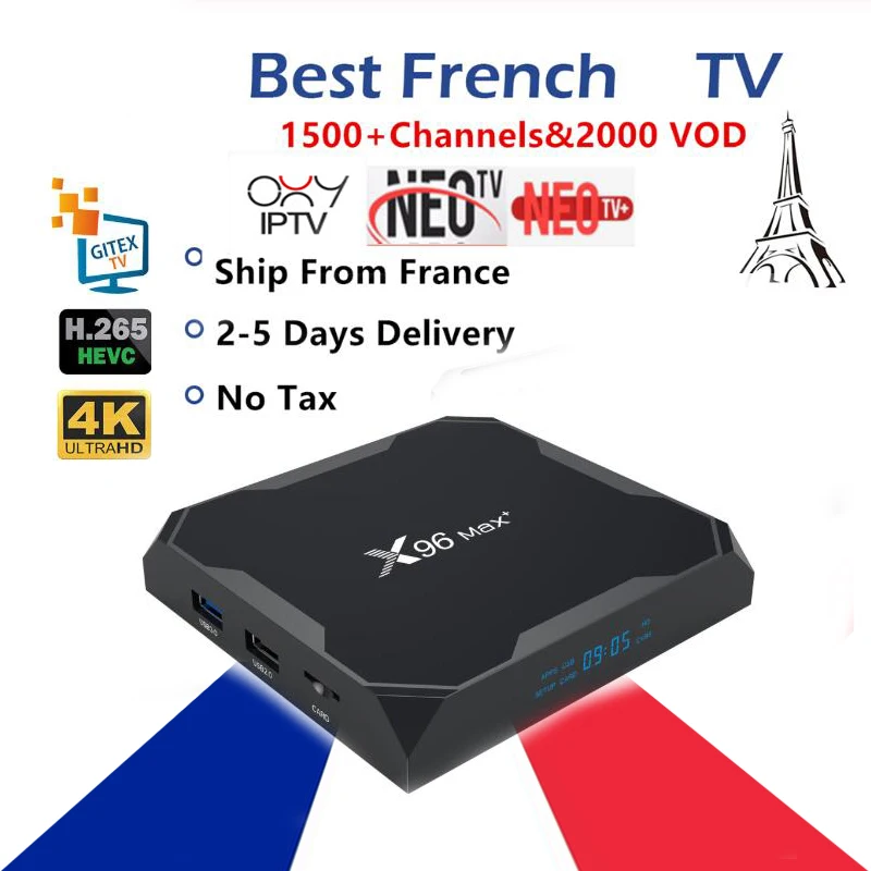 

French Iptv subscription Android TV BOX X96MAX +Neotv pro Live TV VOD Movies channels French Arabic Europe Neo IPTV M3U Smart TV
