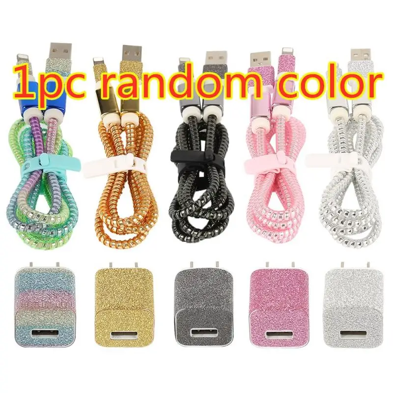 random color USB протектор для кабеля наушников комплект кабель для передачи данных для мобильного телефона комплект защиты линии заставки Winder Cover - Цвет: random color