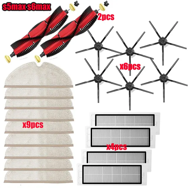 For Xiaomi Roborock S5 Max S6 S50 S51 S55 Vacuum Cleaner Part Accessories HEPA Filter + Side Brush + Main Brush + Mop Cloths K