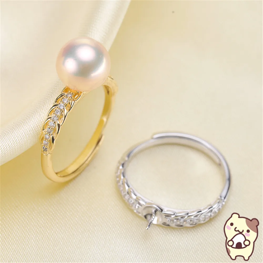 

Free Shipping Wholesale Silver Plated Pearl Ring Accessories Types Creative Ring for Women DIY Pearl jewelry Gifts 2019J094