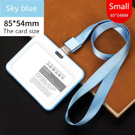 Sky blue-horizontal PP ID держатель карточек бизнес безопасности Чехол для пропуска на веревке держатель с шнурком офисные компании поставки держатель карты работы - Цвет: Sky blue-horizontal