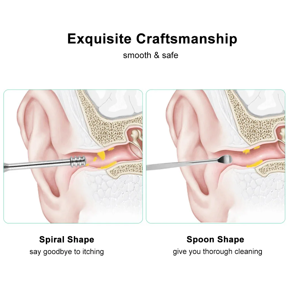 6 шт набор очистителей для удаления ушной серы для чистки ушей со Палочки экологических требований Нержавеющая сталь уха Палочки чище очиститель для ушей ложка