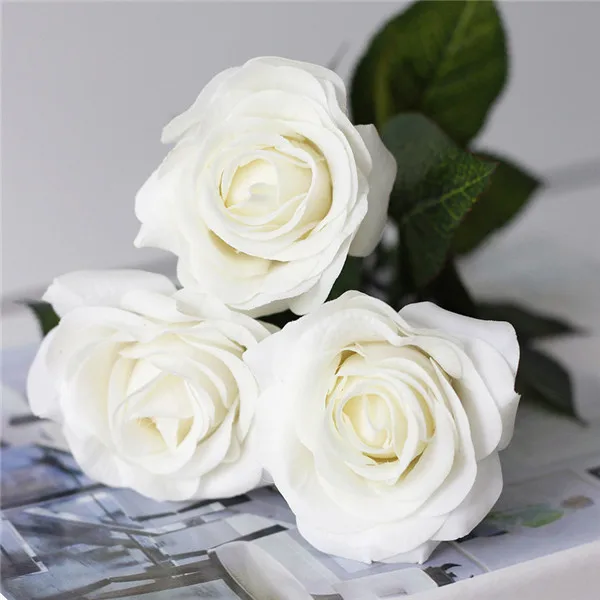 43 см розовый шелк искусственный Искусственные цветы Шелковая Роза украшение для свадьбы Декор Цветы Поддельные Цветы для дома Свадебные украшения в помещении - Цвет: White