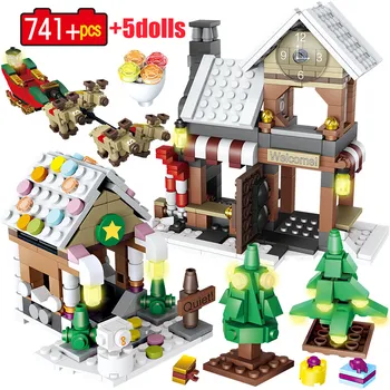 

781pcs Creator Village Christmas Tree Snowman Building Blocks Christmas Gifts Santa Claus Figures Bricks Kids Toys