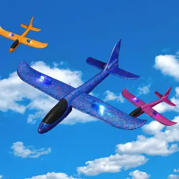 

EPP Foam Hand Throw Airplane Illuminated Throwing Glider Aircraft Swirling Model Plane Outdoor Toy 48cm Educational Toys Gift
