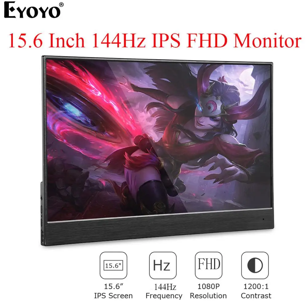 

Eyoyo EM15Z 144HZ 15.6" FHD 1920X1080 HDR Portable IPS Gamer Monitor LCD Screen Type USB C HDMI For Laptop PC PS4 Xbox Switch