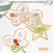

1pc Agate Color Palette False Nail Tips Drawing Display Board Gold Edge Crystal Palette for Mixing Polish Resin Manicure Tools