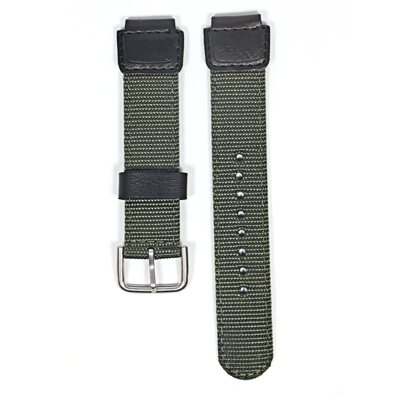 Cinturino Per Cinturino In Nylon Nero Verde Da 18Mm Adatto Per Casio G Shock W-S200H W-800H W-216H W-735H F-108Wh W-215 Aeq-110W