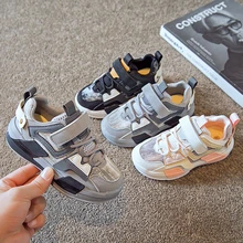 

2022 Children Sports Shoes New Fashion Spring Autumn Girls Pu Mesh Hook Loop Breathable Sneakers Big Kids Boys Casual Baby Shoes