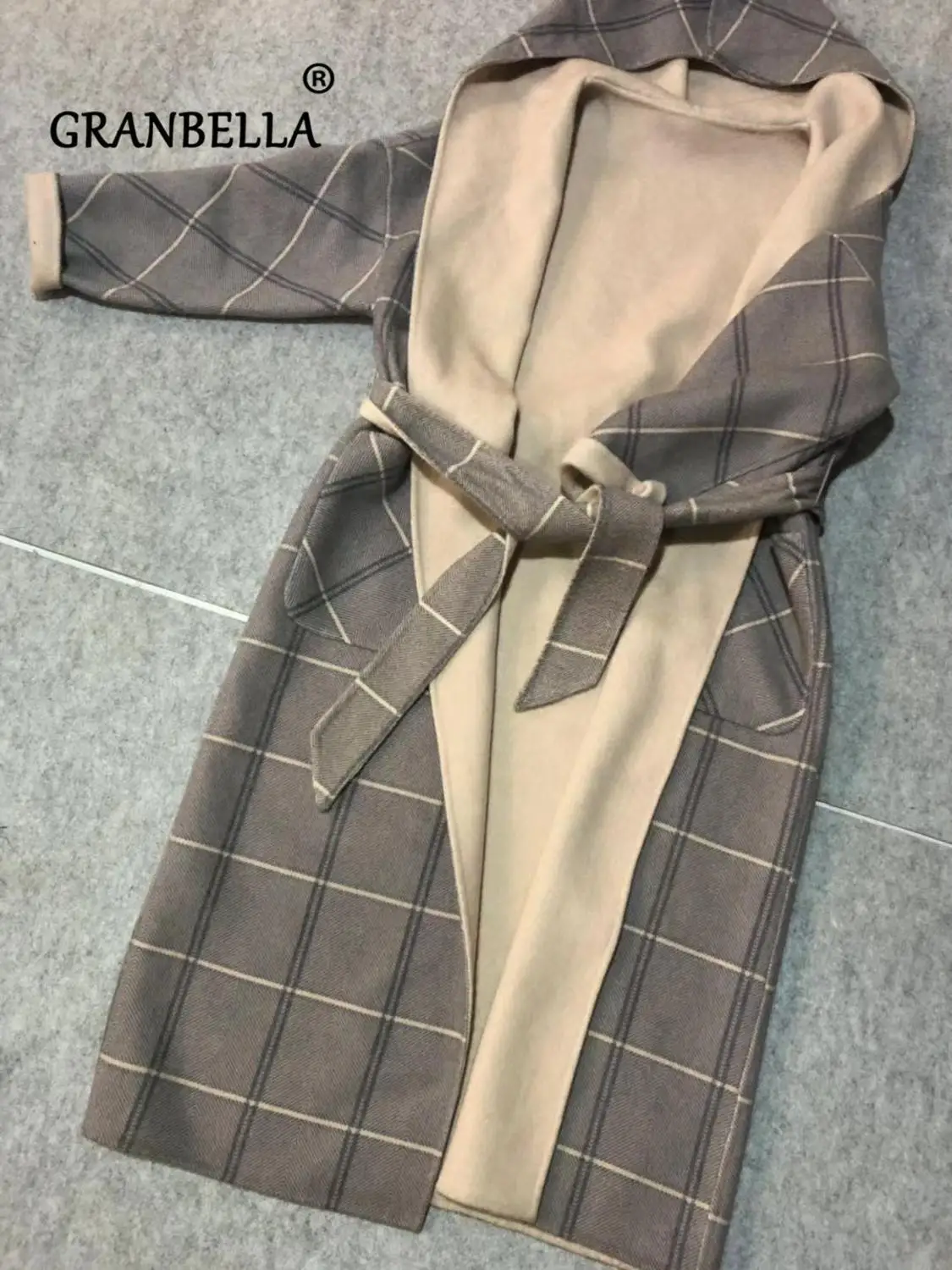 

2019 New Korean Turn-lapel Chequered Wool Overcoat Autumn Double-sided Wool Cashmere Overcoat Wool Coats and Jackets Women