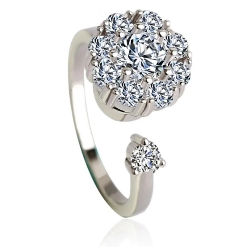 

Douyin Celebrity Style Rotating Ring Women's Japanese Korean Cool Silver Fashion Go Network Red Simple Adjustable Rings