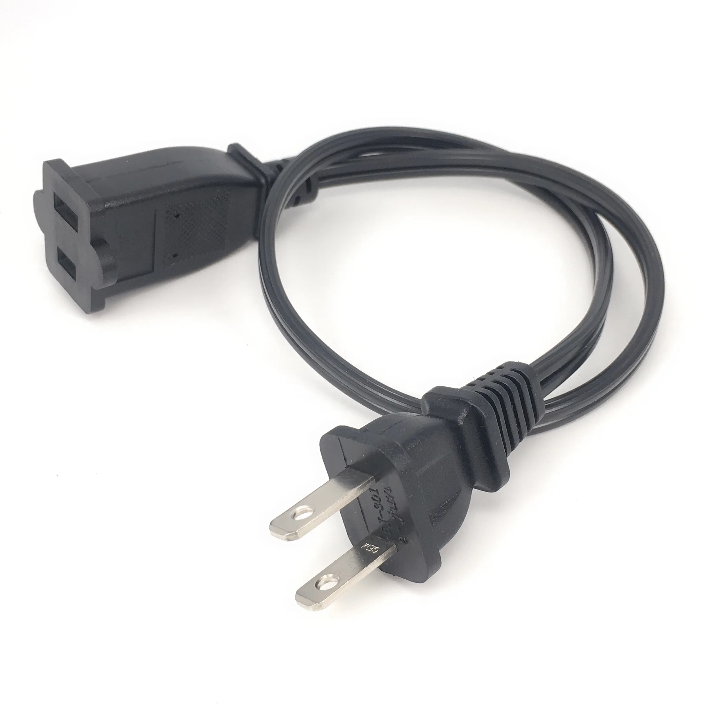 US Canada 2-prong Male To Female Power Extension Cable, NEMA 1-15P To 1-15R AC Power Cord 10A 0.3m/0.5m