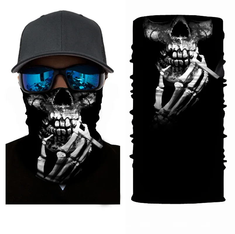 3D Skull Seamless Magic Scarf Neck Gaiter Face Shield Buffe Motorcycle Face Mask Fishing Headwear Bandanas Men Bicycle