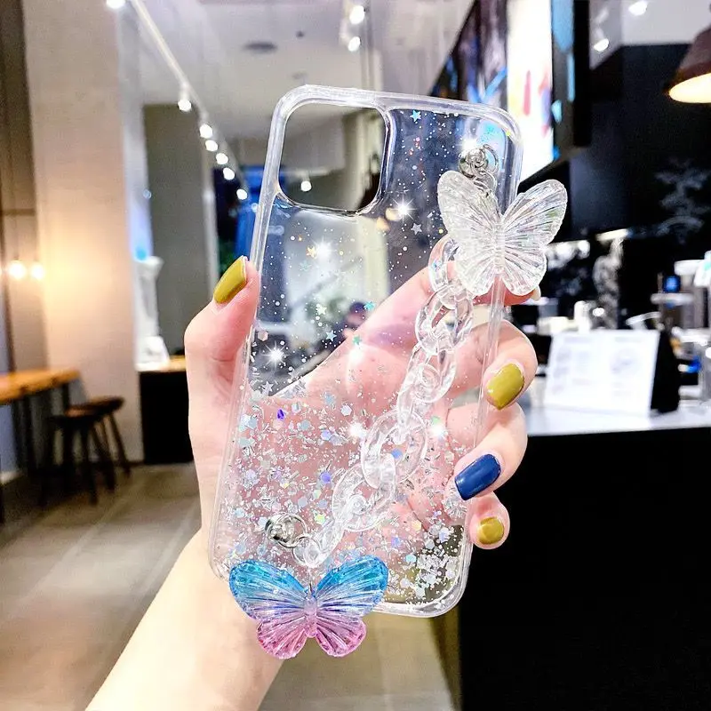 Crystal bracelet butterfly Case for Xiaomi Mi 11 Lite 12 11T 10T 10S Poco F3 Redmi Note 11 K40 Pro 10 Cover Cases_voghion.com
