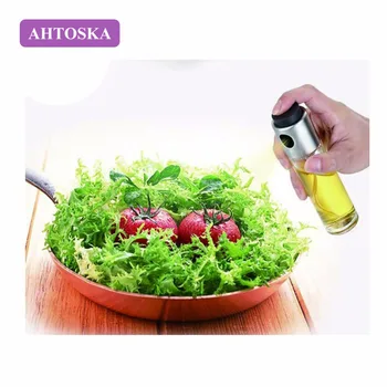 

AHTOSKA Oil Sprayer Glass Bottle Olive Pump Stainless Steel Vinegar Spraying Bottle Kitchen Oil Tool