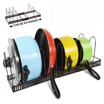 

Expandable Pan Organizer Rack 7 Tires Adjustable Cookware Rack for Kitchen Organization and Storage