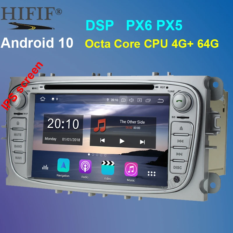 8-ядерный автомобильный DVD-плеер 2 Din 7 дюймов Android 10 для Ford Mondeo/Focus GPS-навигация Bluetooth