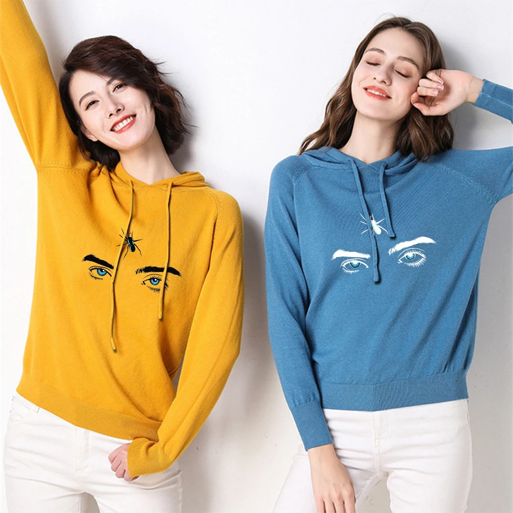 Women Tops Billie Eilish Female Fashion Hoodie Sweatshirt Girls Pink Blue Yellow Colthes Winter Warm Joker Clothes | Женская одежда