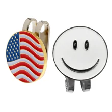 2 комплекта счастливого лица и флага США маркеры для мячей для гольфа и магнит, заколка на шляпу Golfer подарки