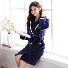 Темно-синий женский халат зимний теплый Халат большой размер 3XL свободное кимоно платье с длинным рукавом пижамы Сексуальная Повседневная утолщенная домашняя одежда