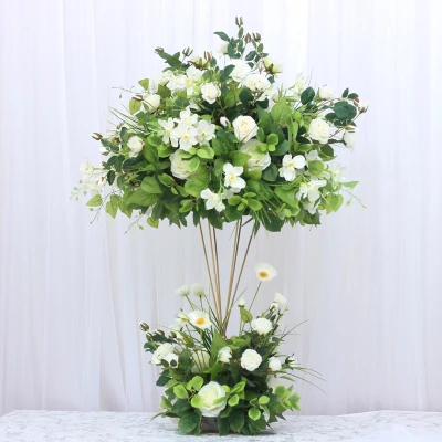 white centerpiece Свадебные вечерние украшения для дома искусственные шелковые искусственные цветы аксессуары сценический стол центральный фон декор с цветами - Цвет: white centerpiece