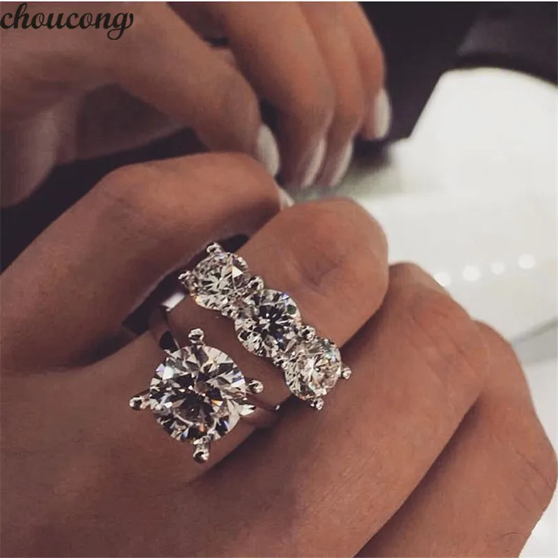Choucong solitaire Promise Ring set AAAAA cz 925 пробы серебро Bijou обручальное кольцо кольца для мужчин и женщин вечерние ювелирные изделия