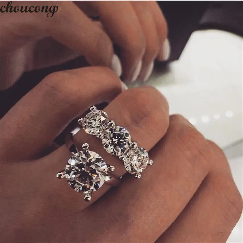 choucong solitaire Promise Ring set AAAAA cz 925 Sterling Silver Bijou Engagement Wedding Band Rings for women men Party Jewelry | Украшения