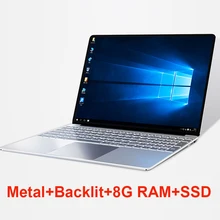 15,6 'ноутбук с металлической подсветкой 8G ram DDR3 1 ТБ 512G 256G 128G SSD игровой ноутбук ультрабук Intel четырехъядерный Win10 OS ноутбук компьютер