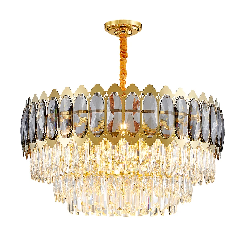 Modern Crystal Oval Luxury Gold Round Stainless Steel Line Chandeliers 1 Modern Crystal Oval Luxury Gold Round Stainless Steel Line Chandeliers 1