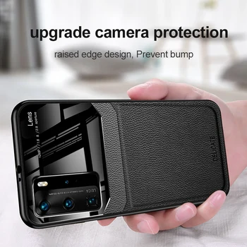

For Huawei P40 Lite Case Plexiglass Business PU Leather Shell Phone Cases Cover For Huawei P40 Lite Coque Fundas