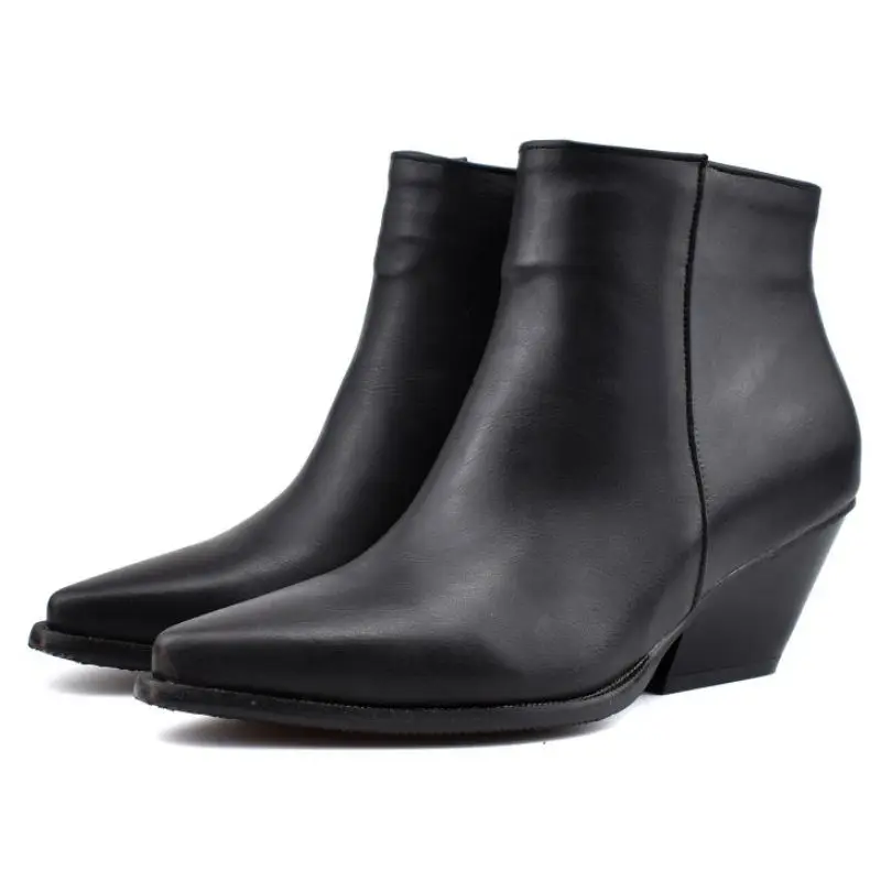 Taoffen Plus Size 34-48 Ankle Boots Women Western Style Cowgirl Shoes Women Fall Winter Snake Print Zipper High Heel Boots