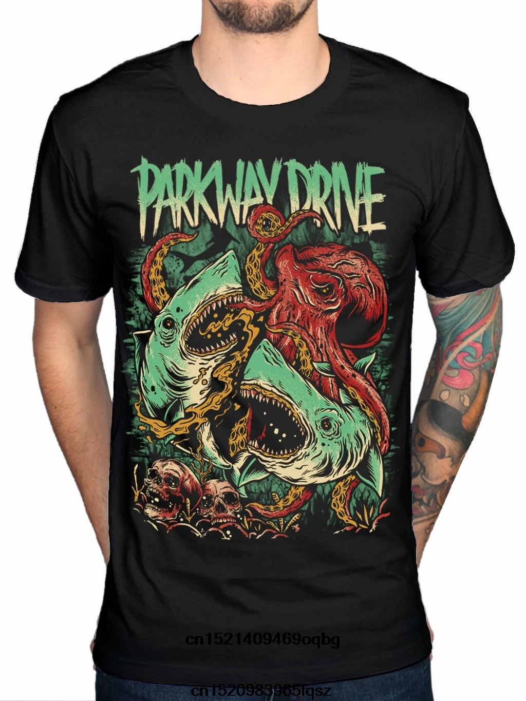 Забавная парка для вождения новая футболка Sharktapuss Band Merch Metalcore 50 Мужская