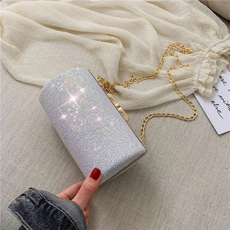 

2019 New Style Shimmering Powder Carrying Clutch Bag Evening Show Elegant Evening Bag Women's Casual Shoulder Chain WOMEN'S Bag