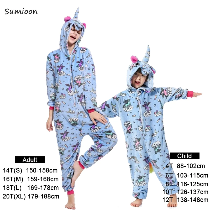 Kuguurumi Onesie/Детская Пижама для девочек и мальчиков; Пижама с единорогом для женщин; Детский костюм; зимняя Пижама с изображением животных, стежка, пингвина, Единорога; детская пижама - Цвет: Blue tianma 01