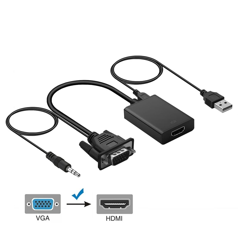  Vga a Hdmi 1080P Uscita Hd Audio Tv Hdtv Av Video Cavo Adattatore Del Convertitore per Il Collegame